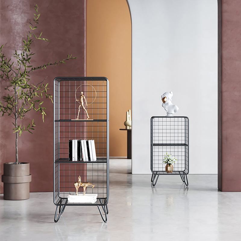 11.81" W Glam Antique Finish Shelf Bookcase Metal Book Shelf with Rectangular Shelves Clearhalo 'Bookcases' 'furn' 'furn_bookcases' 'Furniture' 'Office Furniture' 6476477