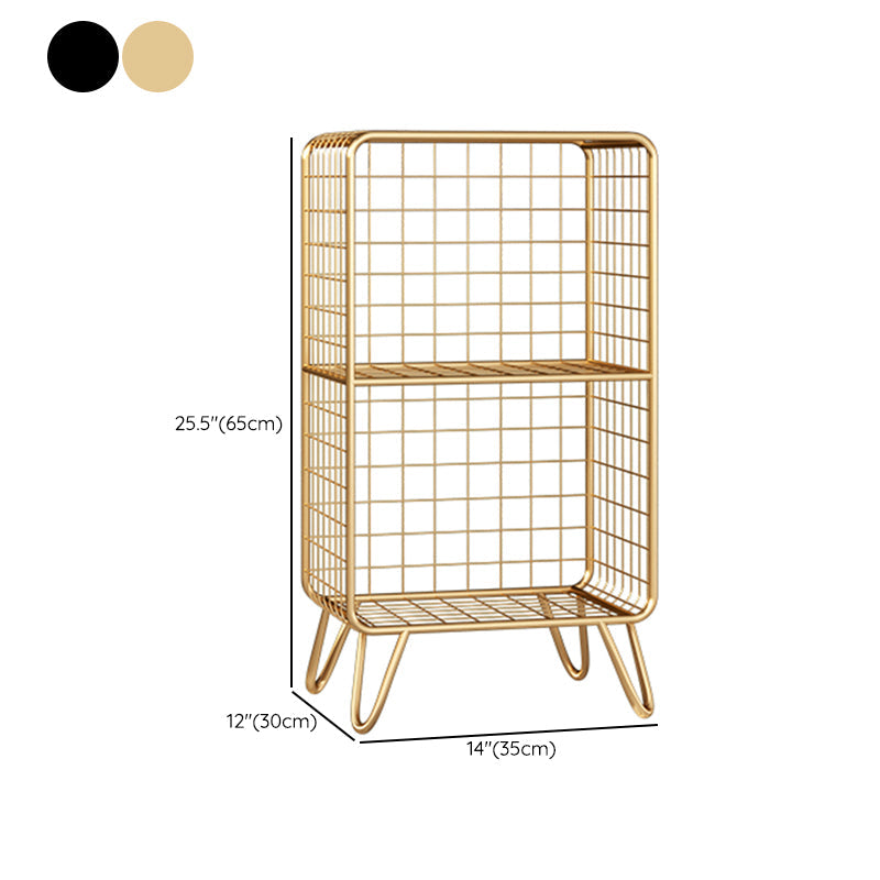 11.81" W Glam Antique Finish Shelf Bookcase Metal Book Shelf with Rectangular Shelves Clearhalo 'Bookcases' 'furn' 'furn_bookcases' 'Furniture' 'Office Furniture' 6476480