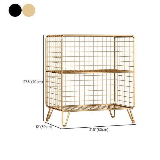 11.81" W Glam Antique Finish Shelf Bookcase Metal Book Shelf with Rectangular Shelves Clearhalo 'Bookcases' 'furn' 'furn_bookcases' 'Furniture' 'Office Furniture' 6476481