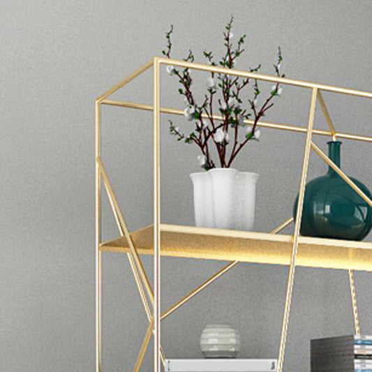 Industrial Etagere Bookcase Metal 4 Shelves Open Back Bookshelf