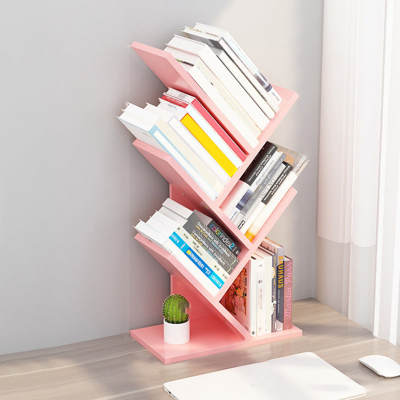 4 Shelves Standard Bookshelf Contemporary Engineered Wood Bookcase Pink Clearhalo 'Bookcases' 'furn' 'furn_bookcases' 'Furniture' 'Office Furniture' 6476502