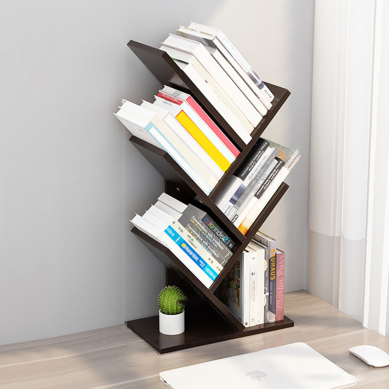 4 Shelves Standard Bookshelf Contemporary Engineered Wood Bookcase Dark Walnut Clearhalo 'Bookcases' 'furn' 'furn_bookcases' 'Furniture' 'Office Furniture' 6476506