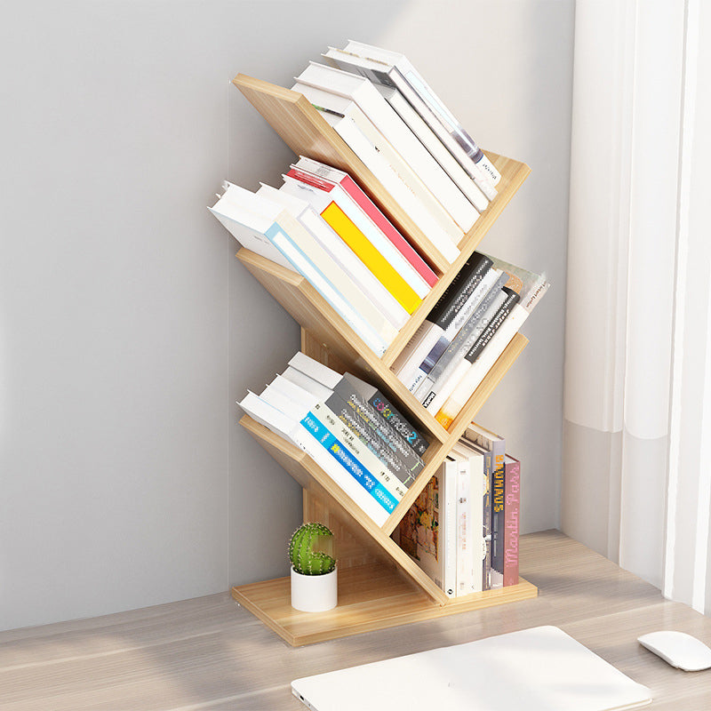 4 Shelves Standard Bookshelf Contemporary Engineered Wood Bookcase Light Walnut Clearhalo 'Bookcases' 'furn' 'furn_bookcases' 'Furniture' 'Office Furniture' 6476510