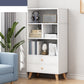 Engineered Wood Standard Bookshelf Modern Open Back Bookcase with Drawers