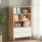 Engineered Wood Standard Bookshelf Modern Open Back Bookcase with Drawers