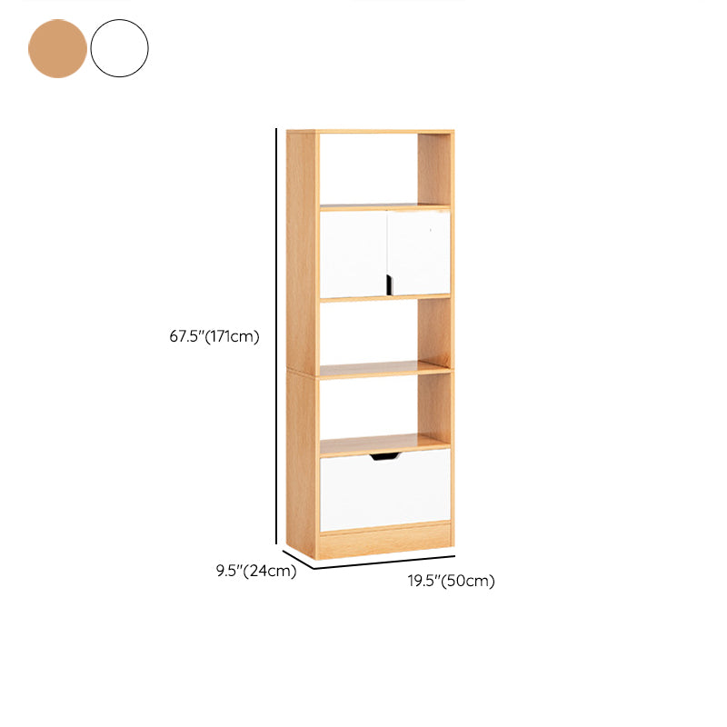 Engineered Wood Standard Bookshelf Modern Open Back Bookcase with Drawers