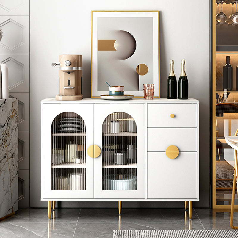 Contemporary Buffet Sideboard Stone Buffet Stand with Cabinet and Drawers 47"L x 16"W x 35"H White Clearhalo 'buffet_sideboard' 'Buffets & Sideboards' 'furn' 'furn_buffet_sideboard' 'Furniture' 'Kitchen & Dining Furniture' 6476643