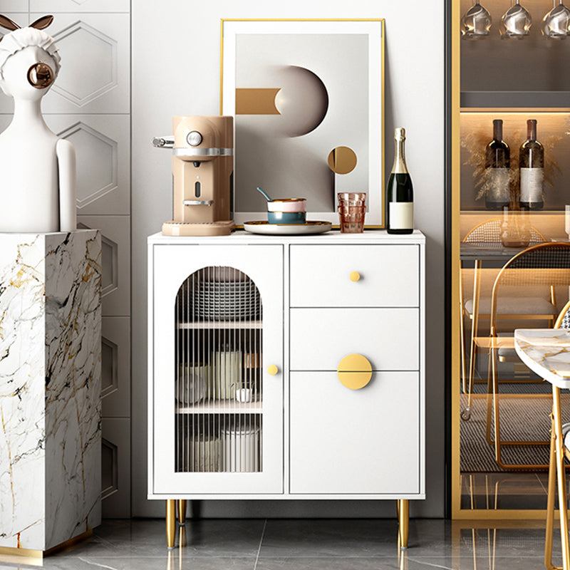 Contemporary Buffet Sideboard Stone Buffet Stand with Cabinet and Drawers 31"L x 16"W x 35"H White Clearhalo 'buffet_sideboard' 'Buffets & Sideboards' 'furn' 'furn_buffet_sideboard' 'Furniture' 'Kitchen & Dining Furniture' 6476644