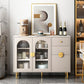 Contemporary Buffet Sideboard Stone Buffet Stand with Cabinet and Drawers 47"L x 16"W x 35"H Champagne Clearhalo 'buffet_sideboard' 'Buffets & Sideboards' 'furn' 'furn_buffet_sideboard' 'Furniture' 'Kitchen & Dining Furniture' 6476645