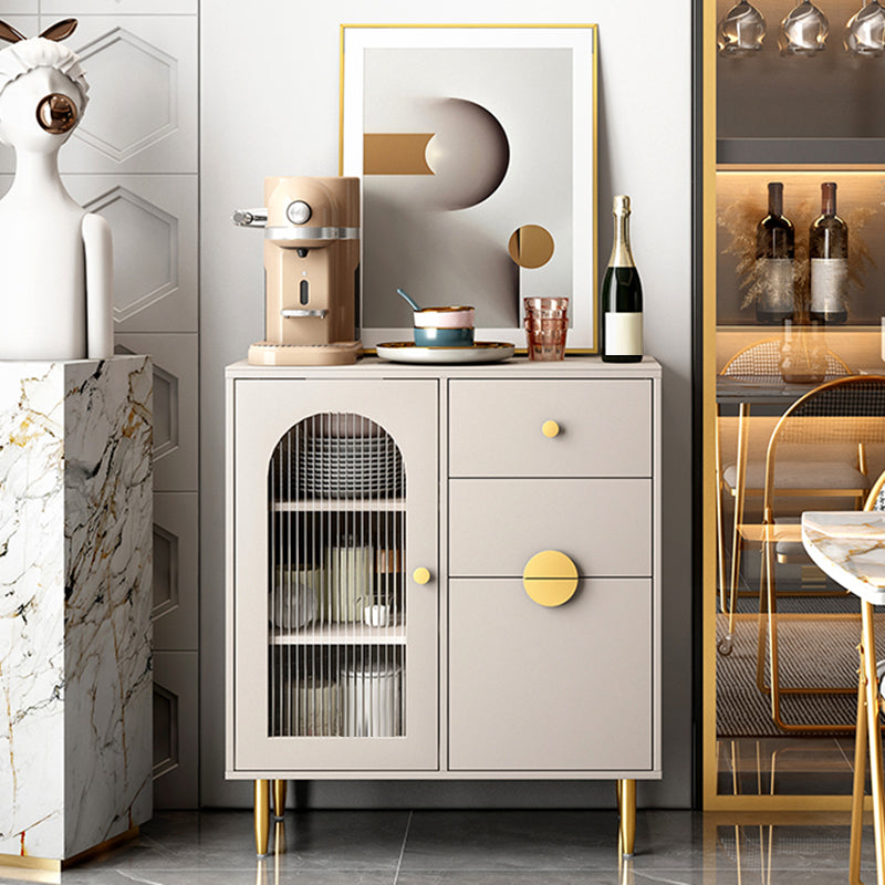 Contemporary Buffet Sideboard Stone Buffet Stand with Cabinet and Drawers 31"L x 16"W x 35"H Champagne Clearhalo 'buffet_sideboard' 'Buffets & Sideboards' 'furn' 'furn_buffet_sideboard' 'Furniture' 'Kitchen & Dining Furniture' 6476646