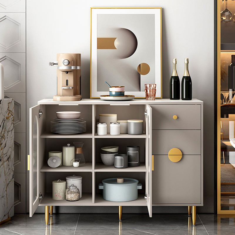 Contemporary Buffet Sideboard Stone Buffet Stand with Cabinet and Drawers Clearhalo 'buffet_sideboard' 'Buffets & Sideboards' 'furn' 'furn_buffet_sideboard' 'Furniture' 'Kitchen & Dining Furniture' 6476652