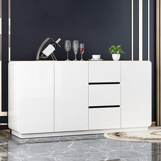 Tampone da pranzo in legno in stile glam con armadi e cassetti