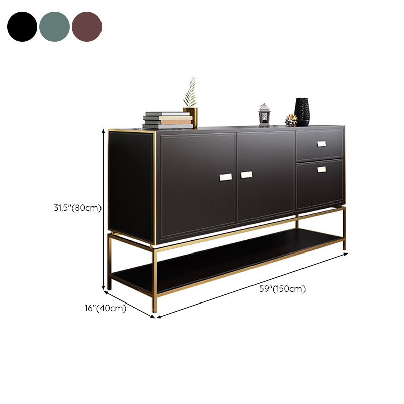 Glam Style Dining Buffet 59"L Wood Side Board with Cabinets and Drawers Clearhalo 'buffet_sideboard' 'Buffets & Sideboards' 'furn' 'furn_buffet_sideboard' 'Furniture' 'Kitchen & Dining Furniture' 6476789