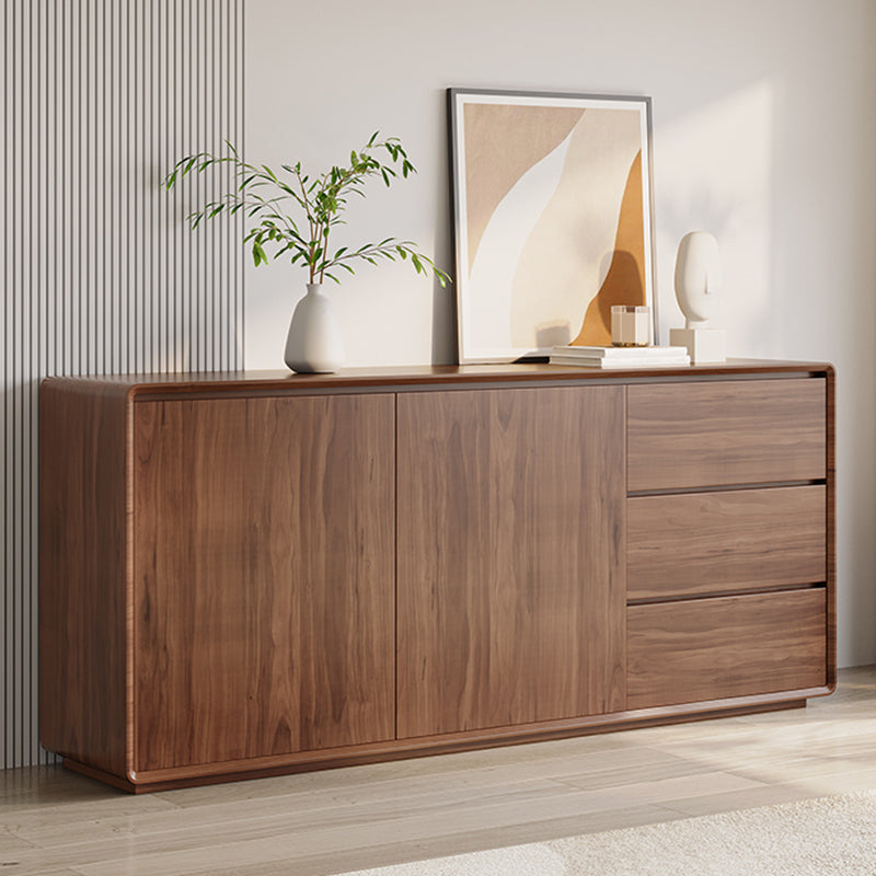 Tampone glam a buffet in legno con armadi e cassetti