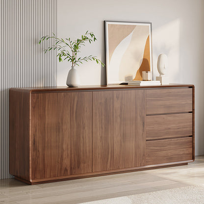 Tampone glam a buffet in legno con armadi e cassetti