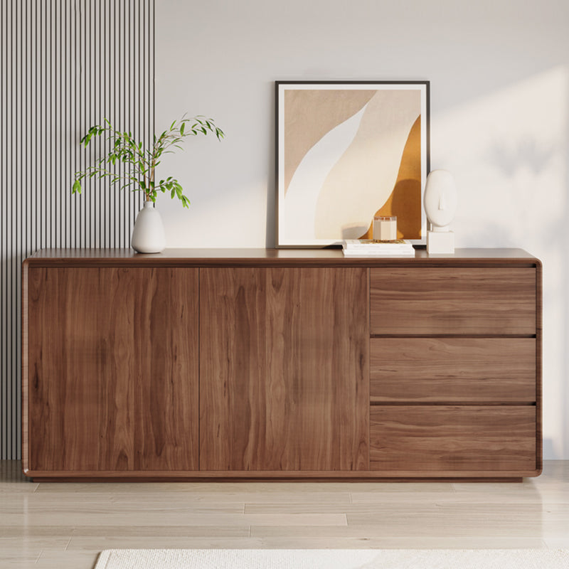 Tampone glam a buffet in legno con armadi e cassetti