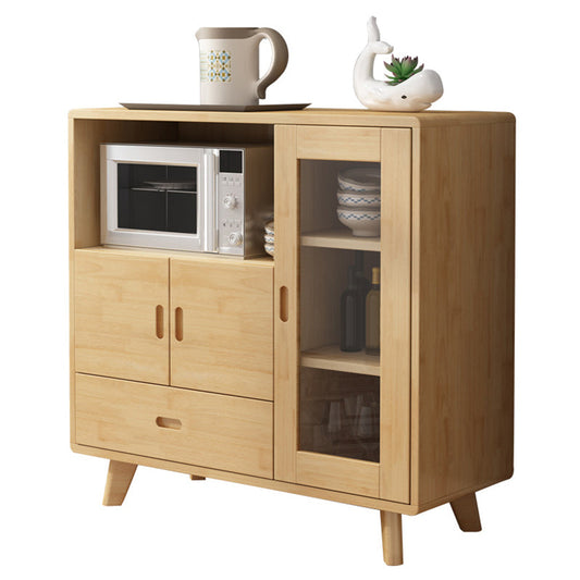 Sideboard a buffet contemporanei in legno massiccio 38,4 "H con armadietti e cassetti