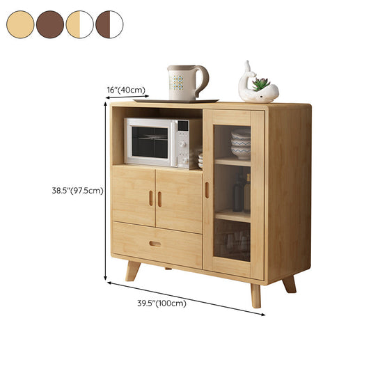 Sideboard a buffet contemporanei in legno massiccio 38,4 "H con armadietti e cassetti