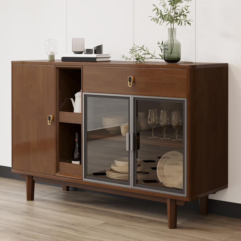 Hedendaags buffettafel massief hout 33.5 "H zijbord met kasten en laden