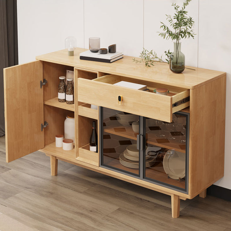 Hedendaags buffettafel massief hout 33.5 "H zijbord met kasten en laden