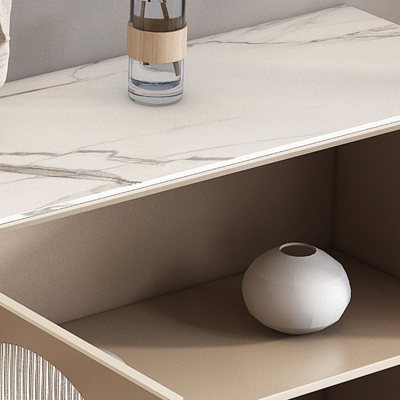Scheda laterale di pietra per tavolino a buffet contemporanei con armadi e cassetti