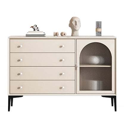 Scheda laterale di pietra per tavolino a buffet contemporanei con armadi e cassetti