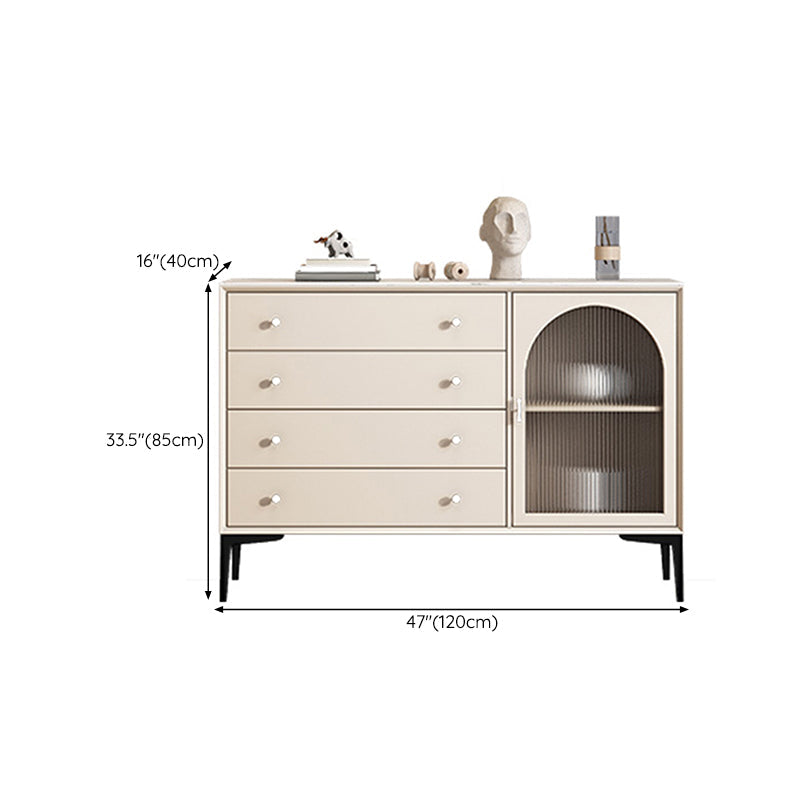 Scheda laterale di pietra per tavolino a buffet contemporanei con armadi e cassetti