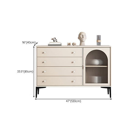 Scheda laterale di pietra per tavolino a buffet contemporanei con armadi e cassetti