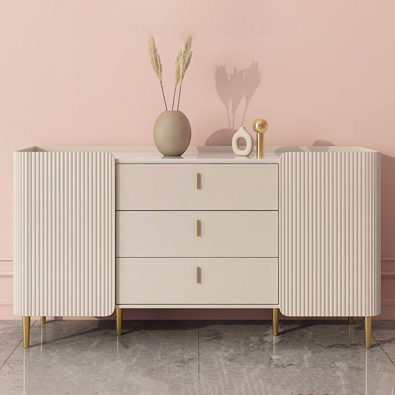 Tabla lateral de piedra de mesa de estilo glamoroso con gabinete y cajones