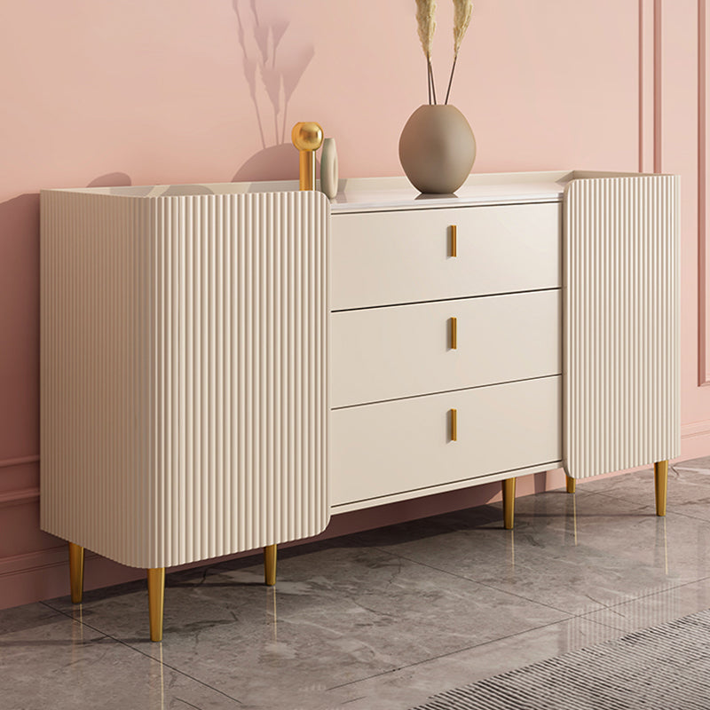 Tabla lateral de piedra de mesa de estilo glamoroso con gabinete y cajones