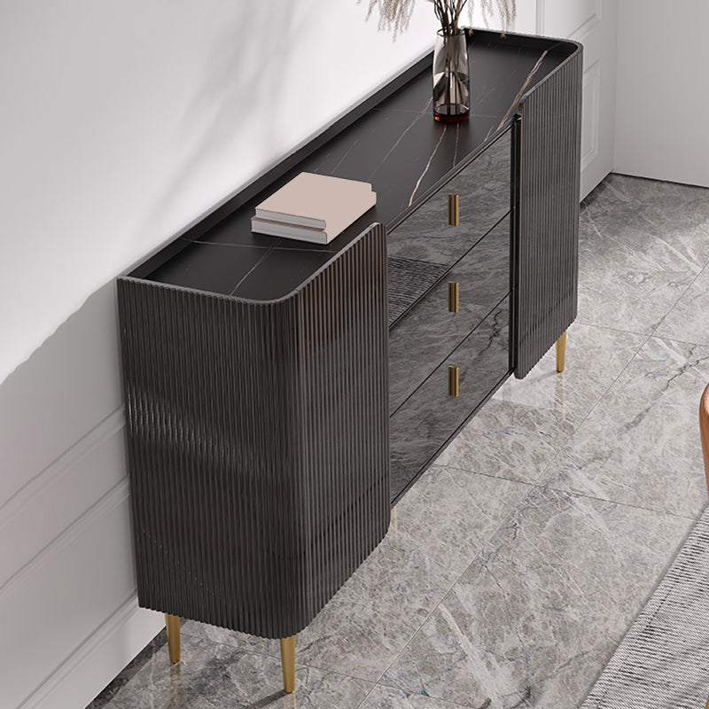 Tabla lateral de piedra de mesa de estilo glamoroso con gabinete y cajones