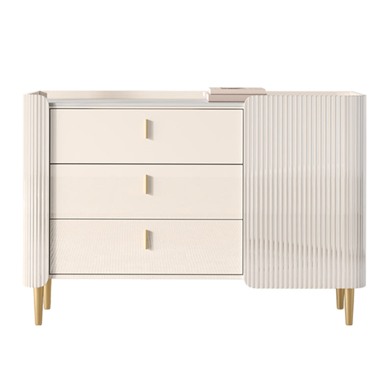 Tabla lateral de piedra de mesa de estilo glamoroso con gabinete y cajones