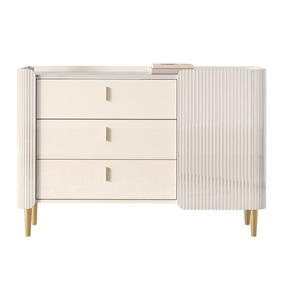 Tabla lateral de piedra de mesa de estilo glamoroso con gabinete y cajones