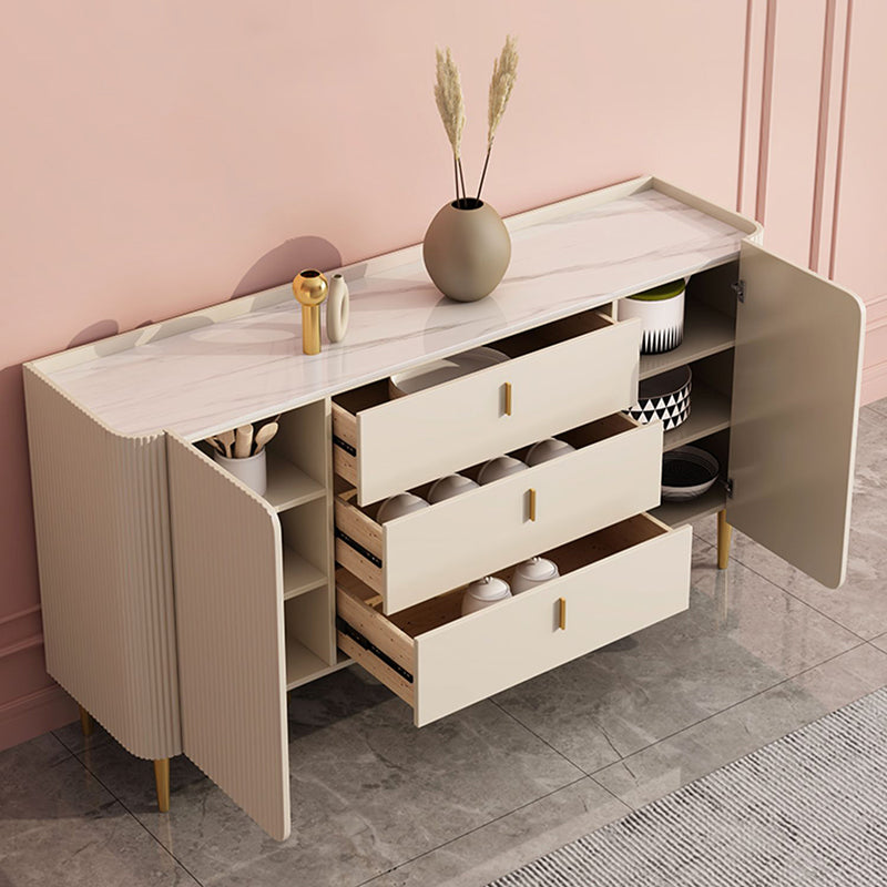 Tabla lateral de piedra de mesa de estilo glamoroso con gabinete y cajones