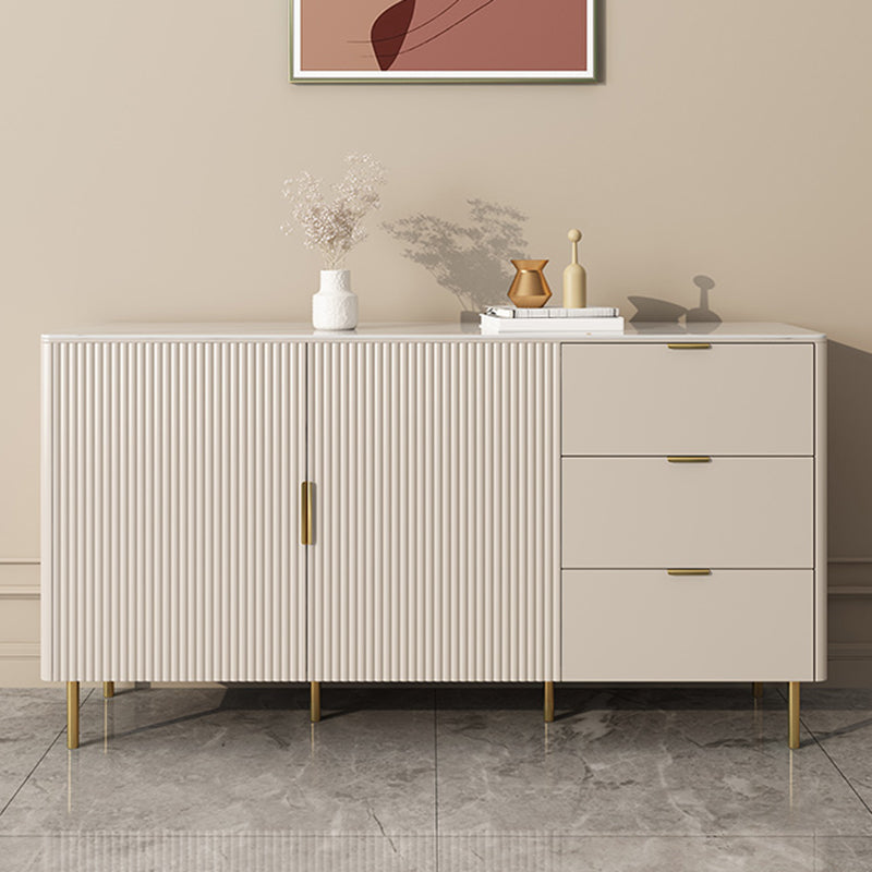 Glam -stijl buffettafel stenen zijbord met kasten en laden