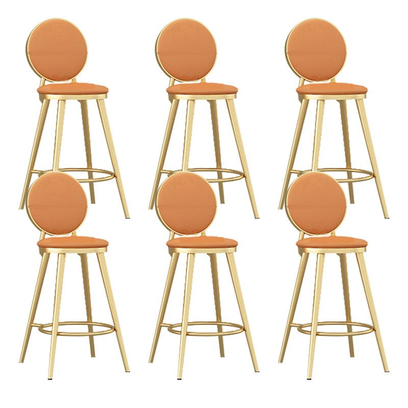 Leather Bar Stool Backrest Counter Stool for Bristol with Gold Frame