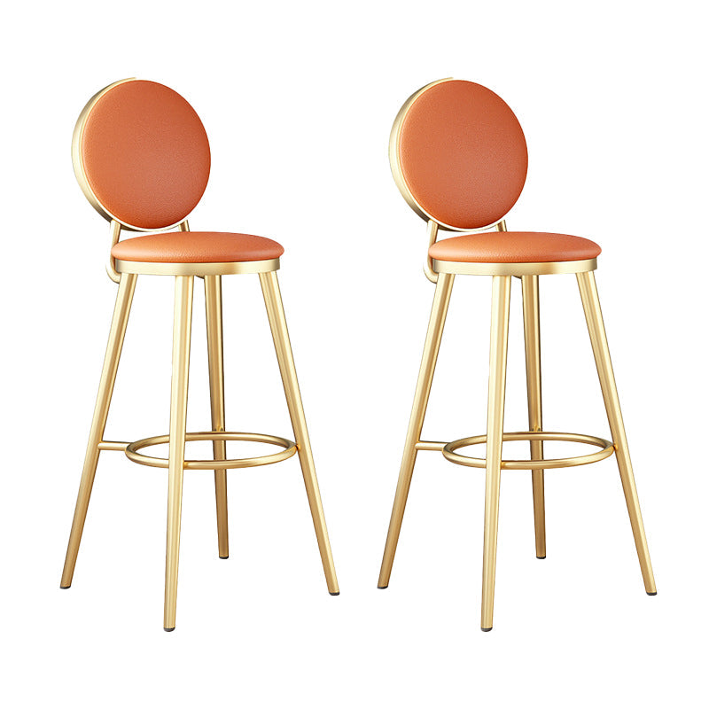 Leather Bar Stool Backrest Counter Stool for Bristol with Gold Frame