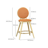 Leather Bar Stool Backrest Counter Stool for Bristol with Gold Frame