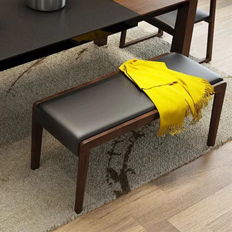 Mid-Century Modern Bench Wooden Seating Bench with Cushioned Walnut Clearhalo 'Benches' 'Chairs & Seating' 'furn' 'furn_benches' 'Furniture' 'Living Room Furniture' 6477002