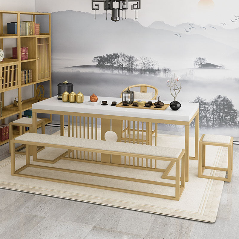 Contemporary Upholstered Bench Home Rectangle Seating Bench with Metal Legs Clearhalo 'Benches' 'Chairs & Seating' 'furn' 'furn_benches' 'Furniture' 'Living Room Furniture' 6477030