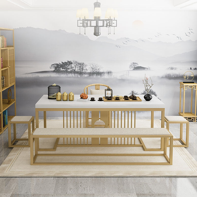 Contemporary Upholstered Bench Home Rectangle Seating Bench with Metal Legs Clearhalo 'Benches' 'Chairs & Seating' 'furn' 'furn_benches' 'Furniture' 'Living Room Furniture' 6477032