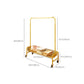 Contemporary Golden Metal Coat Rack Castors Coat Rack with Storage