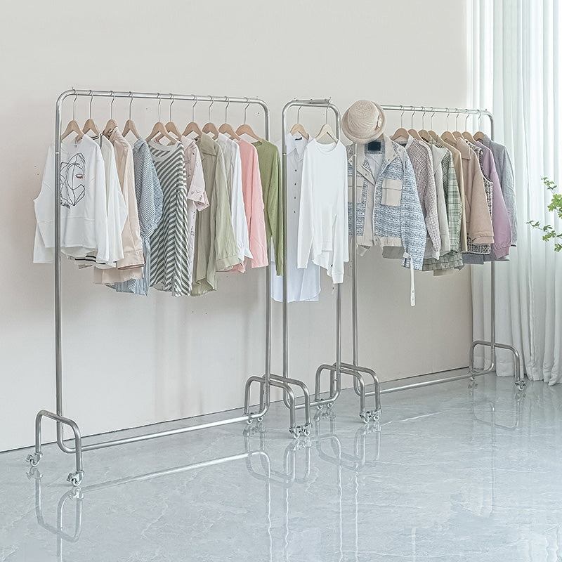 Colgilla de abrigo metálico de estante de estilo industrial con rueda universal