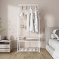 Modern Hall Stand Metal Hanging Rail Storage Shelving and 4 Hooks Coat Rack