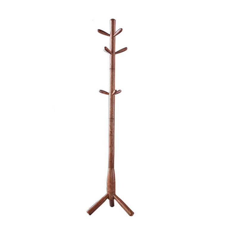 Modern Hall Stand Wood Framed Free Standing with Hooks Coat Rack 17.7"L x 17.7"W x 74.8"H Light Brown Clearhalo 'Entry & Mudroom Furniture' 'furn' 'furn_hall_tree_coat_racks' 'Furniture' 'Hall Trees & Coat Racks' 'hall_tree_coat_racks' 6477234