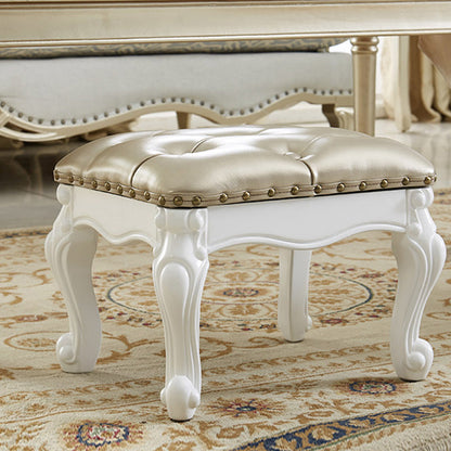 Mid-Century Modern Ottoman Faux Leather Tufted Upholstered Nailhead Trim Rectangle Ottoman Gold 1 Piece Clearhalo 'furn' 'furn_ottomans_poufs' 'Furniture' 'Living Room Furniture' 'Ottomans & Poufs' 'ottomans_poufs' 6477358