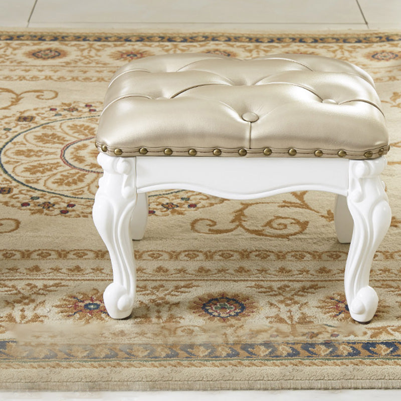 Mid-Century Modern Ottoman Faux Leather Tufted Upholstered Nailhead Trim Rectangle Ottoman Clearhalo 'furn' 'furn_ottomans_poufs' 'Furniture' 'Living Room Furniture' 'Ottomans & Poufs' 'ottomans_poufs' 6477363