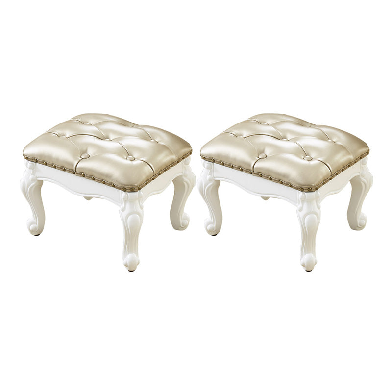 Mid-Century Modern Ottoman Faux Leather Tufted Upholstered Nailhead Trim Rectangle Ottoman Gold 2 Piece Set Clearhalo 'furn' 'furn_ottomans_poufs' 'Furniture' 'Living Room Furniture' 'Ottomans & Poufs' 'ottomans_poufs' 6477364