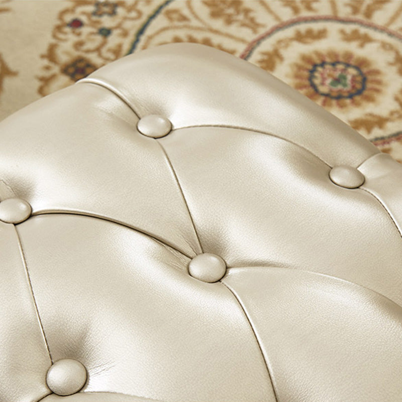 Mid-Century Modern Ottoman Faux Leather Tufted Upholstered Nailhead Trim Rectangle Ottoman Clearhalo 'furn' 'furn_ottomans_poufs' 'Furniture' 'Living Room Furniture' 'Ottomans & Poufs' 'ottomans_poufs' 6477366