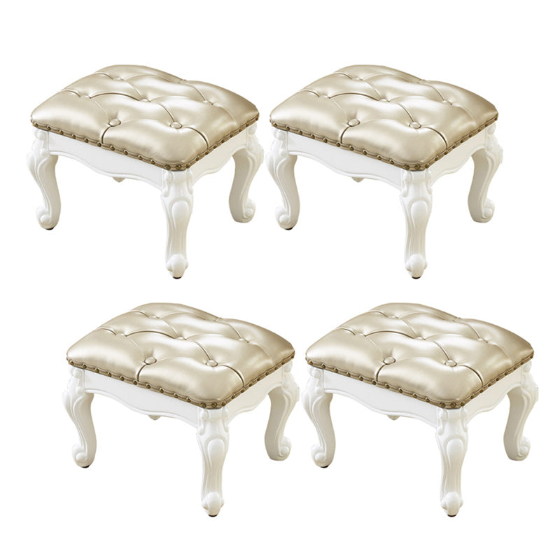 Mid-Century Modern Ottoman Faux Leather Tufted Upholstered Nailhead Trim Rectangle Ottoman Gold 4 Piece Set Clearhalo 'furn' 'furn_ottomans_poufs' 'Furniture' 'Living Room Furniture' 'Ottomans & Poufs' 'ottomans_poufs' 6477367